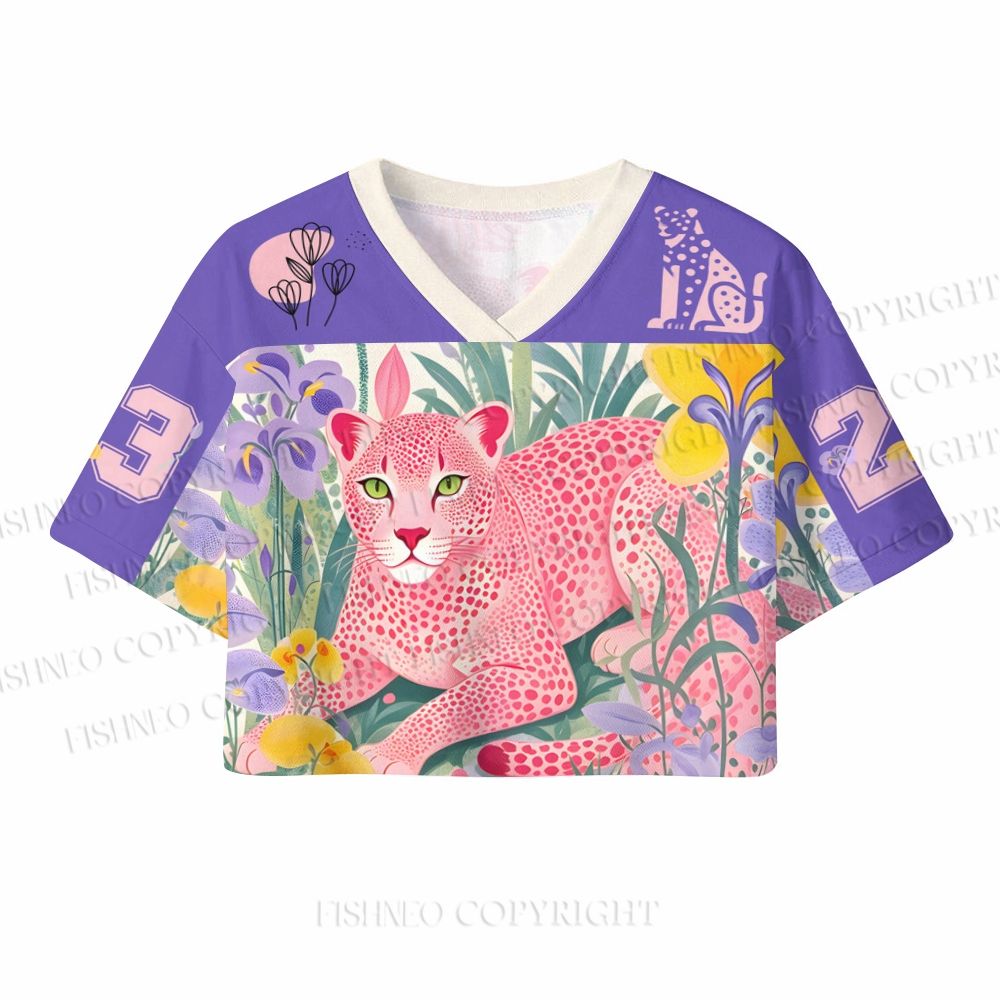 Yayoi Kusama Pink Cheetah Crop Sport Jersey Shirts