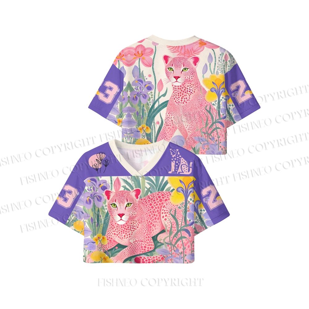 Yayoi Kusama Pink Cheetah Crop Sport Jersey Shirts