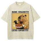 Unisex Capybara Eating Pasta Washed T-Shirt