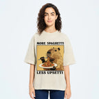 Unisex Capybara Eating Pasta Washed T-Shirt
