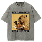 Unisex Capybara Eating Pasta Washed T-Shirt
