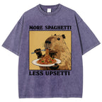 Unisex Capybara Eating Pasta Washed T-Shirt