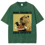 Unisex Capybara Eating Pasta Washed T-Shirt