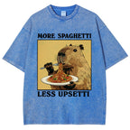 Unisex Capybara Eating Pasta Washed T-Shirt