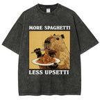 Unisex Capybara Eating Pasta Washed T-Shirt
