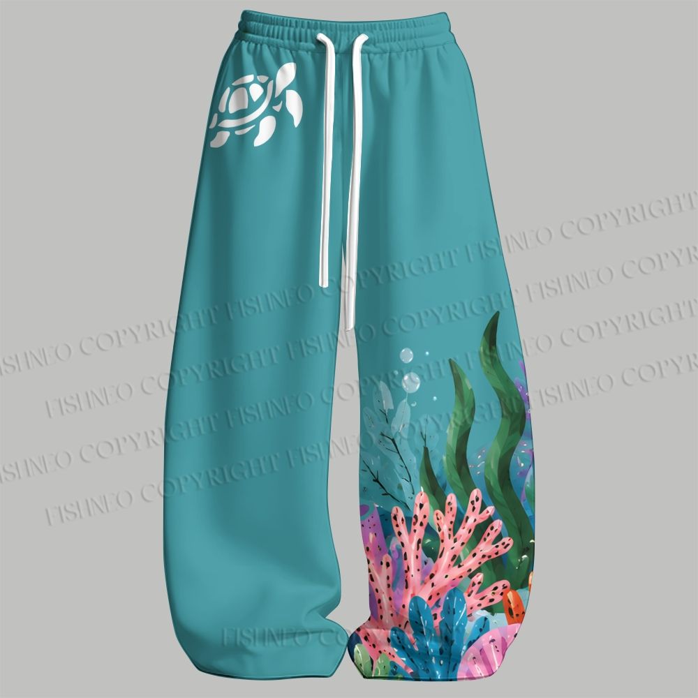 Men's Turtle in Ocean Sleeveless Tank Top & Elasticated Trousers pants Two-Piece Streetwear Set