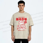 Unisex Tsukiji Market Printed Washed Tee