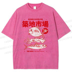 Unisex Tsukiji Market Printed Washed Tee