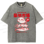 Unisex Tsukiji Market Printed Washed Tee