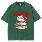 Unisex Tsukiji Market Printed Washed Tee
