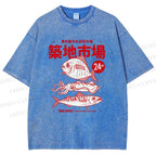 Unisex Tsukiji Market Printed Washed Tee