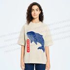 Unisex Blue Whale Printed Washed Tee