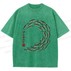 Unisex School of Anchovies Japanese Art Style Printed Washed Tee