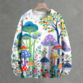 Multicolor Mushrooms Crew Neck Sweater
