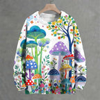 Multicolor Mushrooms Crew Neck Sweater