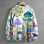 Multicolor Mushrooms Crew Neck Sweater