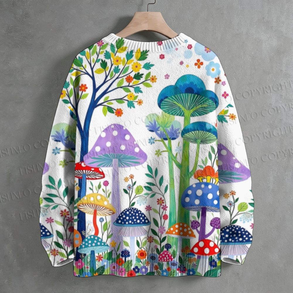 Multicolor Mushrooms Crew Neck Sweater