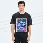 Unisex Fish in World Ocean Day Printed Washed Tee