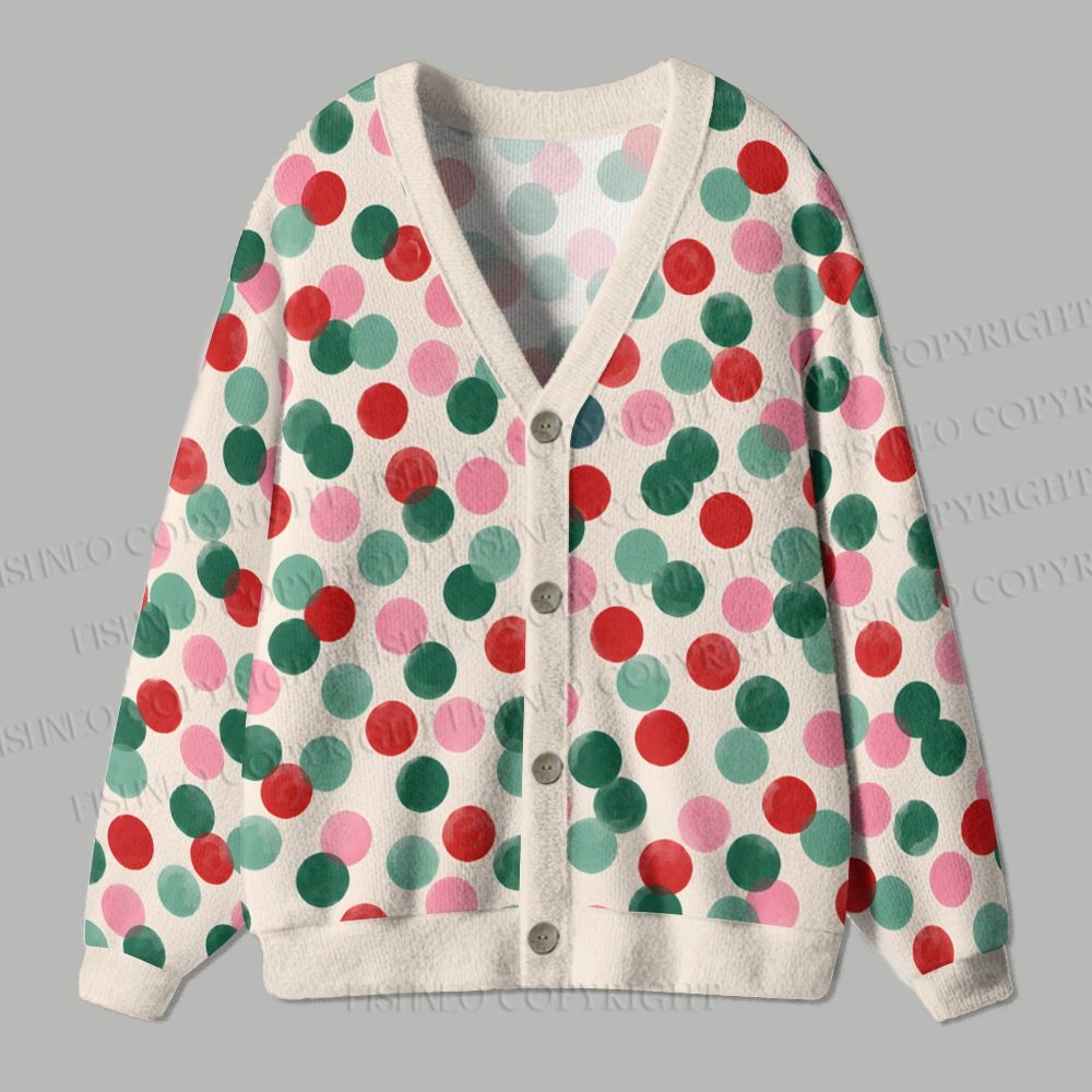 Christmas Dots Ugly Cardigan Sweater