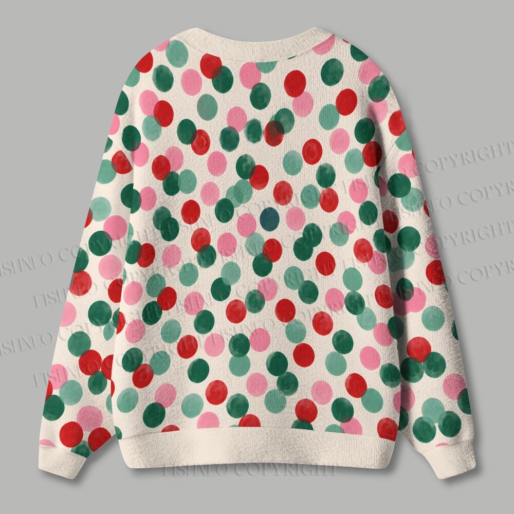 Christmas Dots Ugly Cardigan Sweater