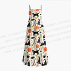 Halloween Black Cat With Pumpkin Maxi Dresses