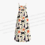 Halloween Black Cat With Pumpkin Maxi Dresses