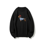 Dachshund Wearing Striped Sweater Print Relax Fit Sweatshirt