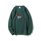 Dachshund Wearing Striped Sweater Print Relax Fit Sweatshirt