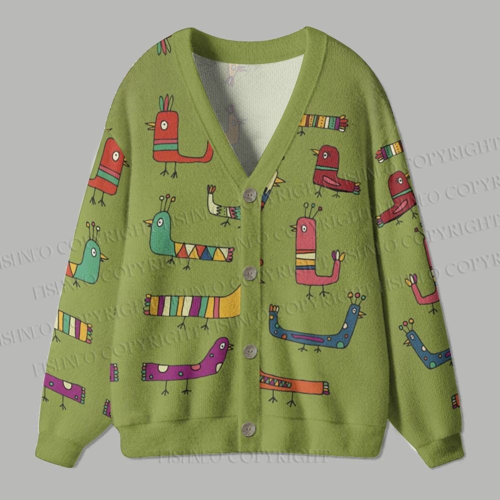 Whimsical Serpent Ugly Cardigan Sweater