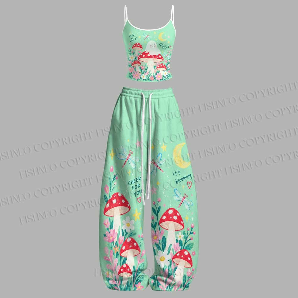 Halloween Ghost Mushrooms Top & Elasticated Trousers Two-Piece Set
