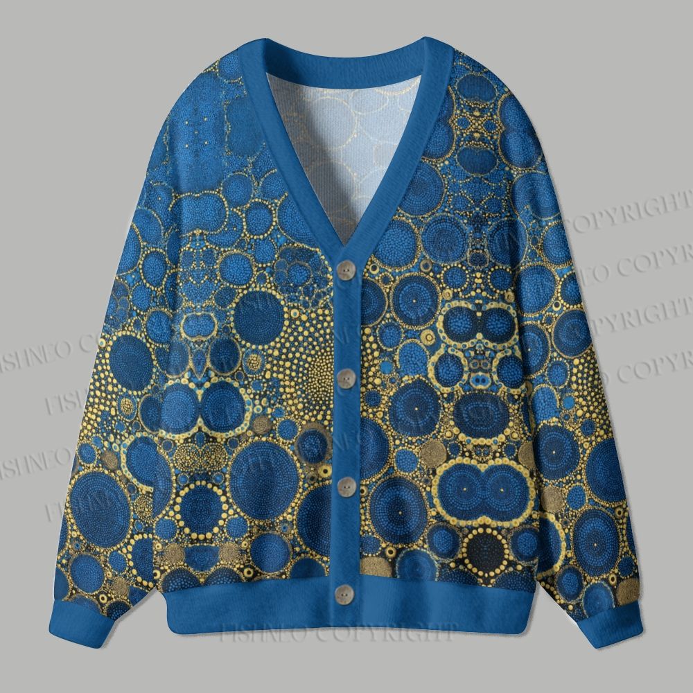 Blue Circle Ugly Cardigan Sweater