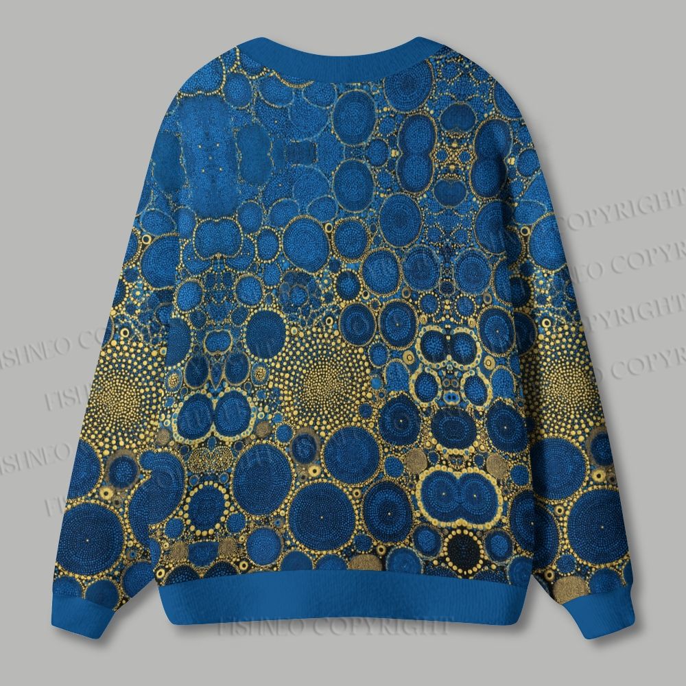 Blue Circle Ugly Cardigan Sweater