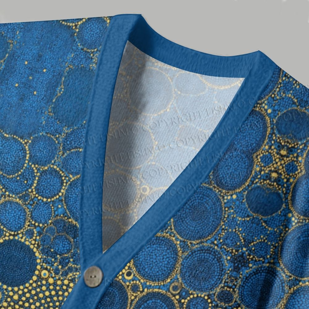 Blue Circle Ugly Cardigan Sweater
