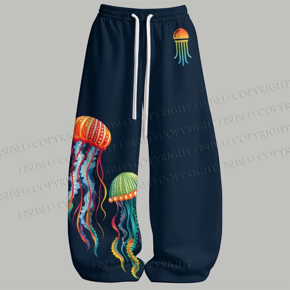 Men's Multicolor Jellyfishes Sleeveless Tank Top & Elasticated Trousers pants Two-Piece Streetwear Set