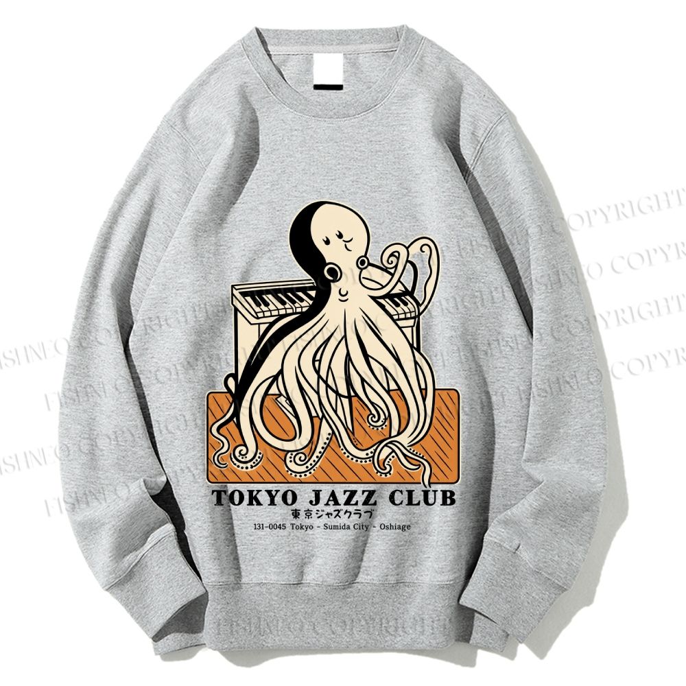 Unisex Tokyo Jazz Club Octopus Printed Sweatshirt
