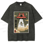 Unisex Alien Abduction Printed Washed Tee