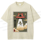 Unisex Alien Abduction Printed Washed Tee