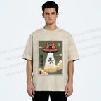 Unisex Alien Abduction Printed Washed Tee