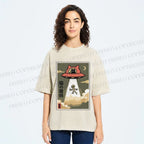 Unisex Alien Abduction Printed Washed Tee