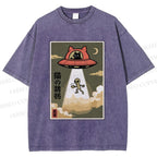 Unisex Alien Abduction Printed Washed Tee