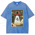 Unisex Alien Abduction Printed Washed Tee