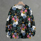 Skull Flower Crew Neck Sweater