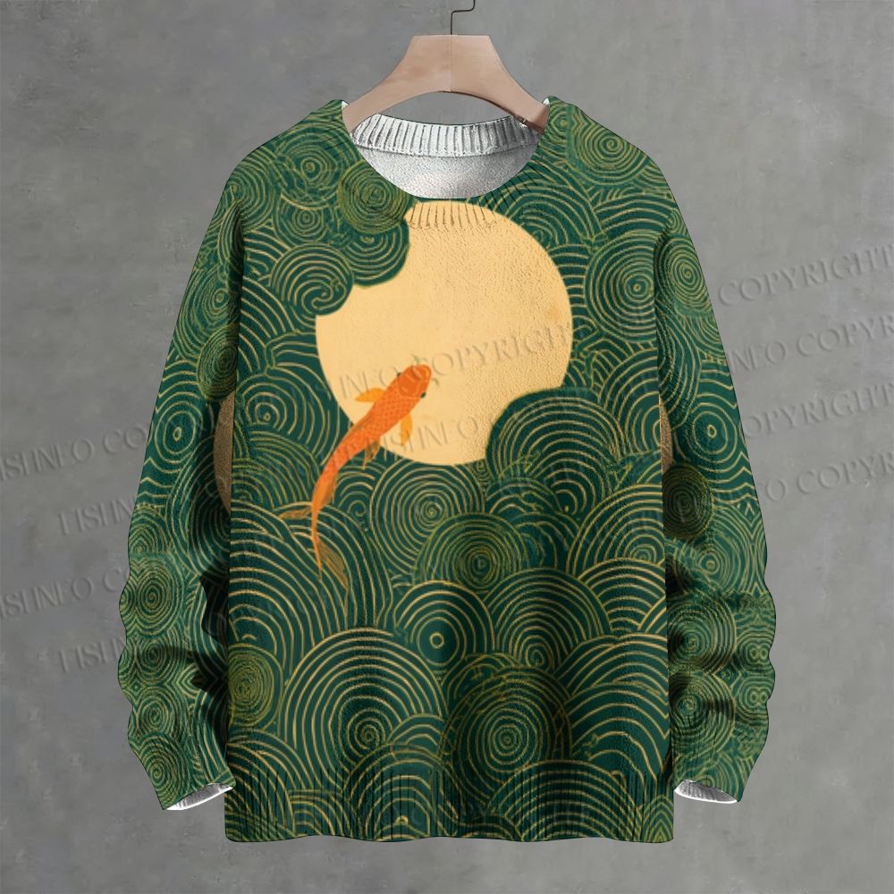Wave Fish Crew Neck Sweater