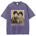 Unisex Self-capture Time Printed Washed Tee