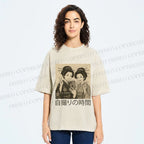 Unisex Self-capture Time Printed Washed Tee