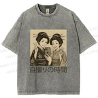 Unisex Self-capture Time Printed Washed Tee