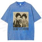 Unisex Self-capture Time Printed Washed Tee