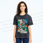 Unisex Colorful Koi Pond Printed Washed Tee