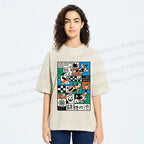 Unisex Colorful Koi Pond Printed Washed Tee