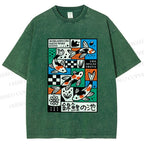 Unisex Colorful Koi Pond Printed Washed Tee
